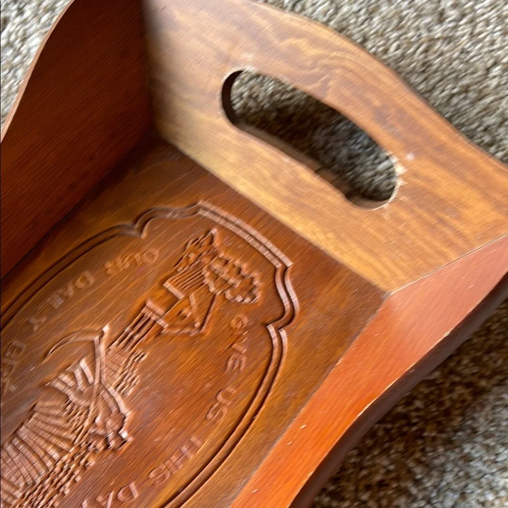 Vintage Wooden Serving Tray with Handles